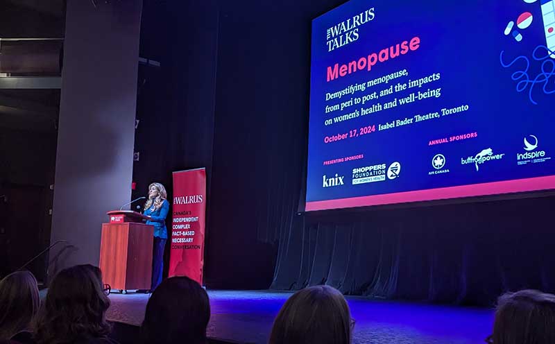 Janet Ko on stage at The Walrus Talks Menopause Event 